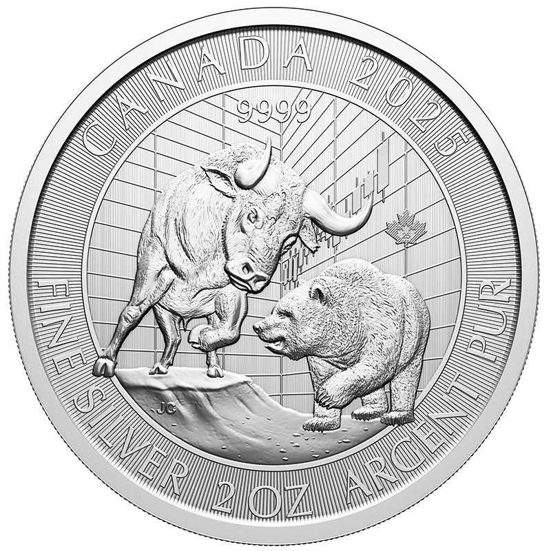 Image for 2 oz Bull and Bear Silver Coin (2025) from TD Precious Metals